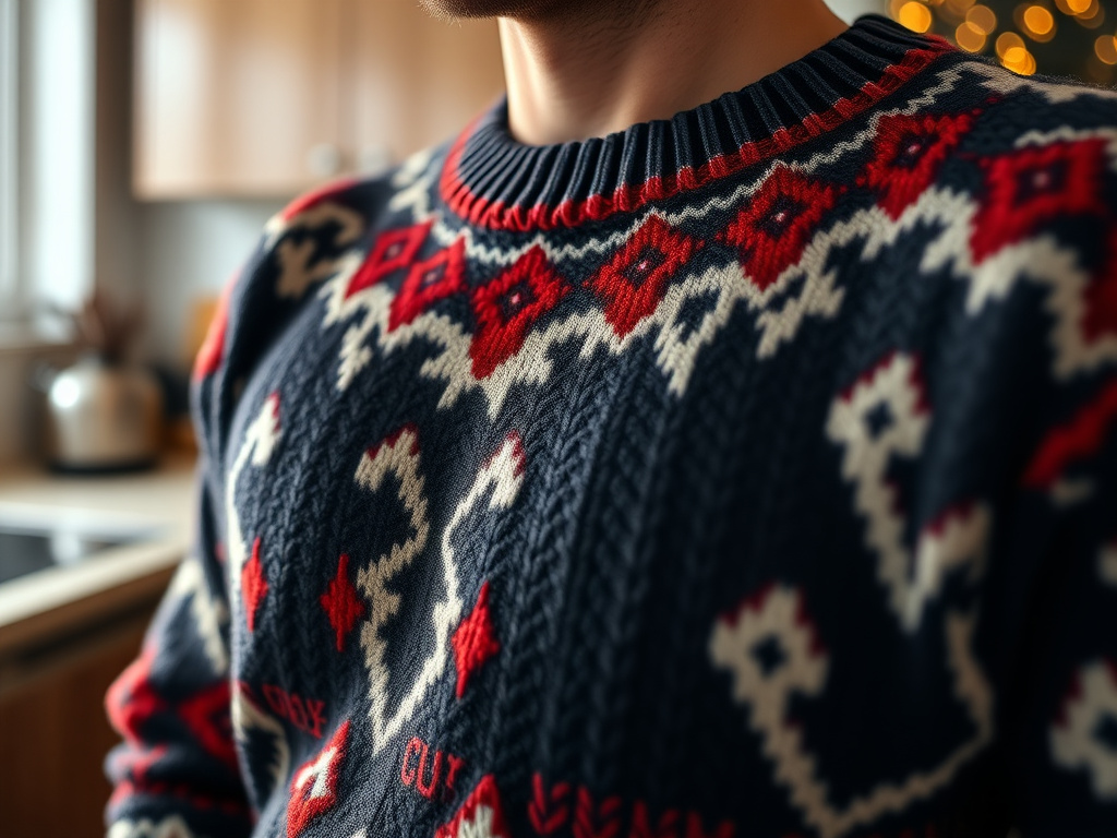 mens holiday sweater - detailed view