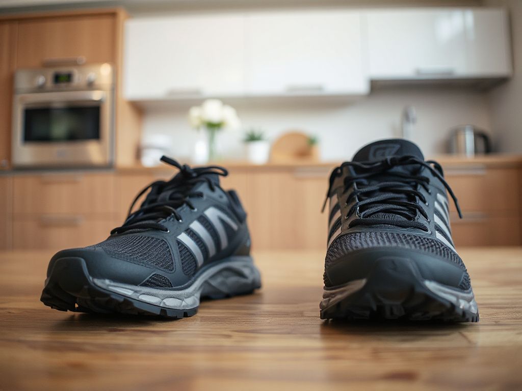 black trail running shoes - detailed view