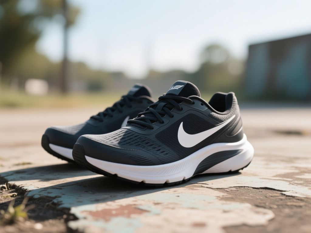 logo running shoes, travel gear