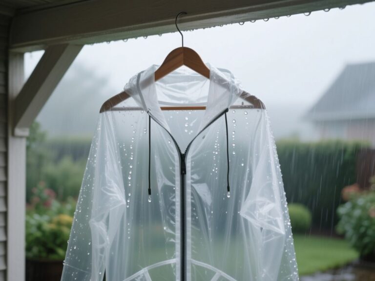 transparent rain jacket, clothing