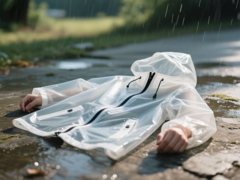 transparent rain jacket, clothing
