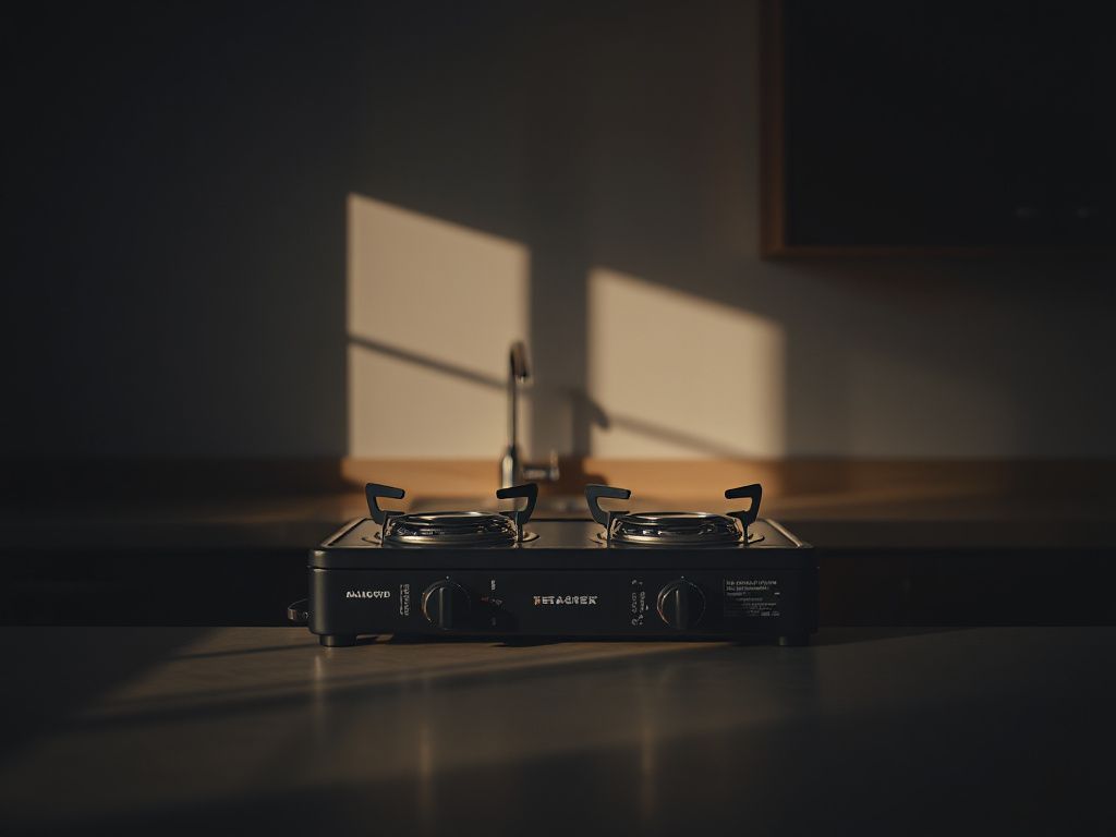two burner camp stove - detailed view