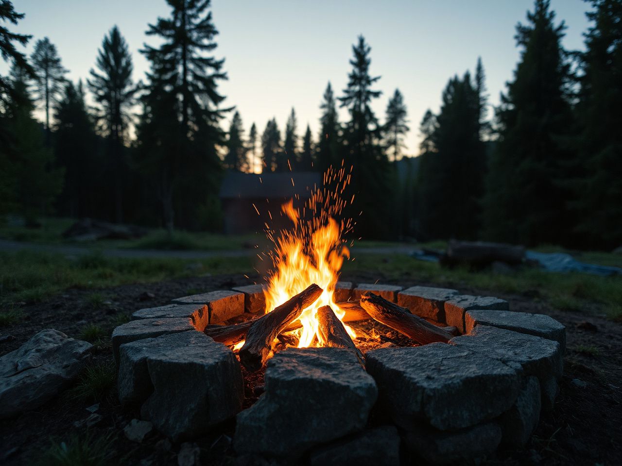 camping fire, camping