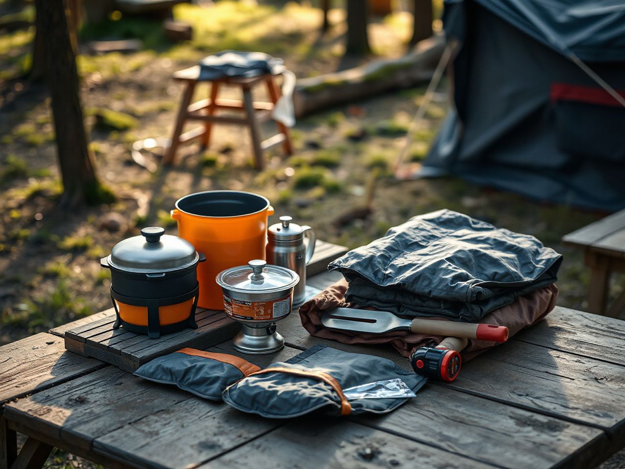 flat pack camping gear, clothing