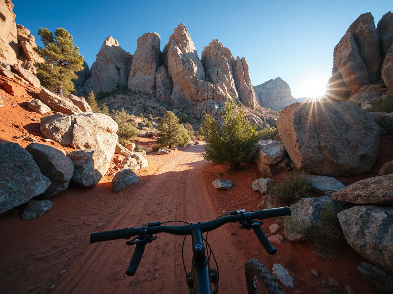mountain biking on exposed granite near Prescott