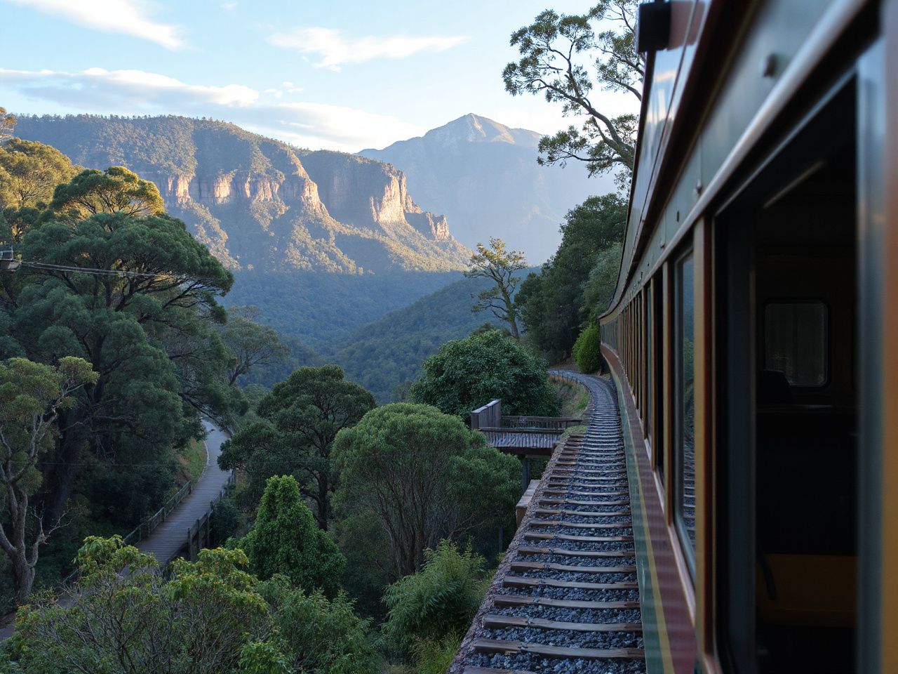 scenic railway blue mountains, rail travel