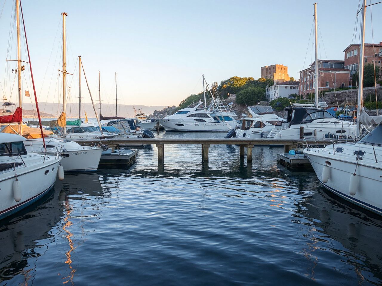 A quiet harbor at daylight with several boats docked, highlighting the importance of protecting personal belongings