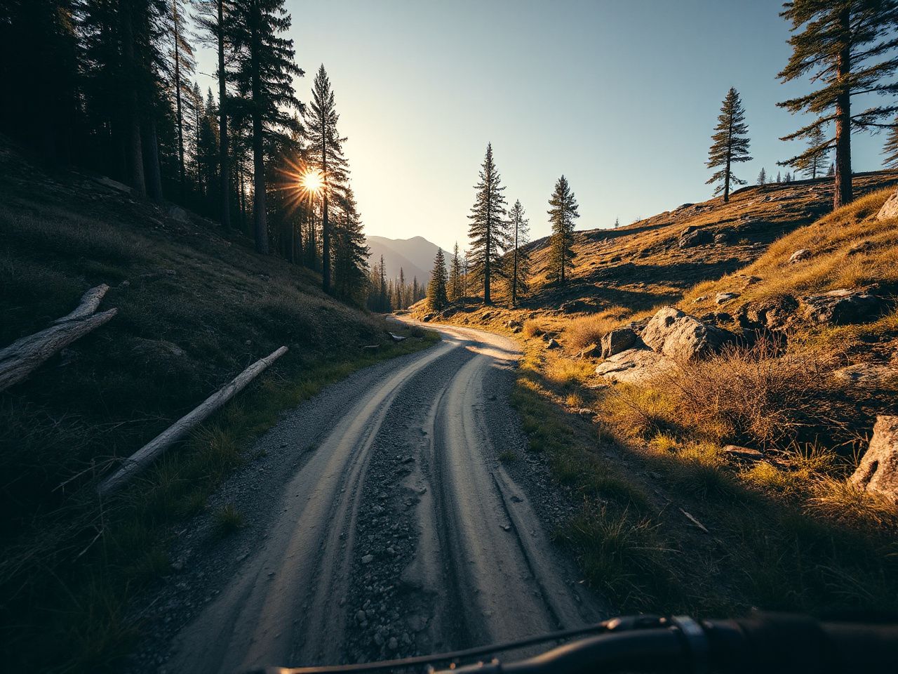 mountain bike rider navigating a rocky trail