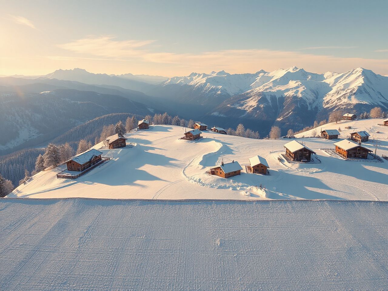 swiss alps ski resort - step by step